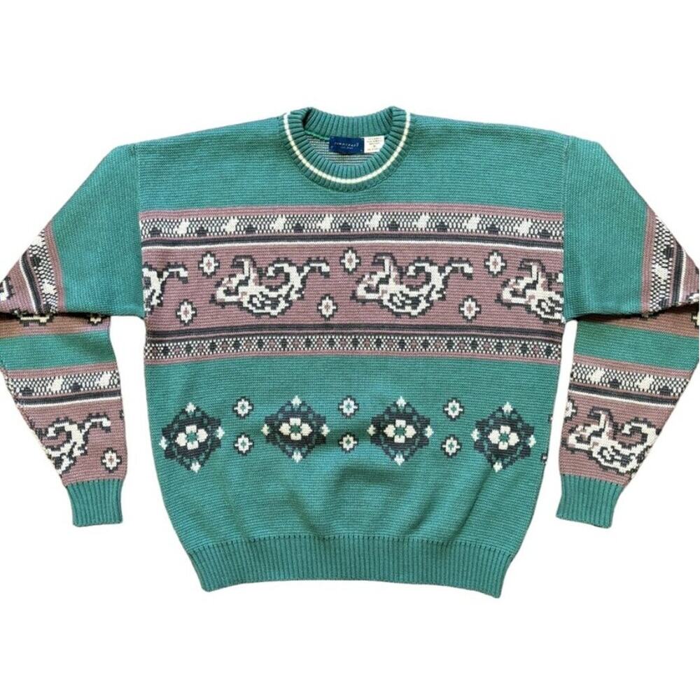 VTG TOWNCRAFT Retro Fair Isle Crewneck Sweater SZ XL